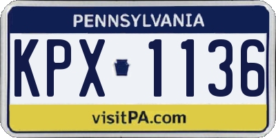 PA license plate KPX1136