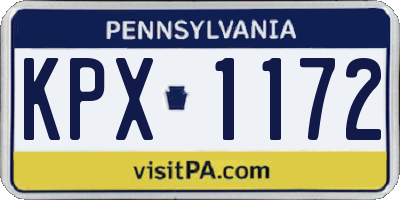 PA license plate KPX1172