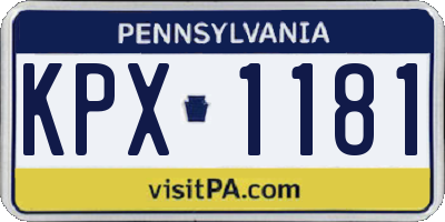 PA license plate KPX1181