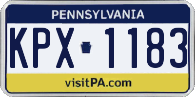 PA license plate KPX1183