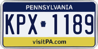 PA license plate KPX1189