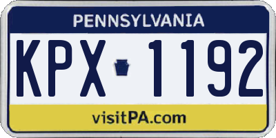 PA license plate KPX1192