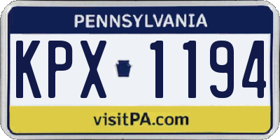 PA license plate KPX1194