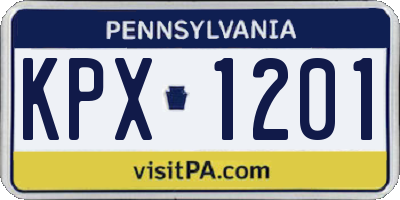 PA license plate KPX1201