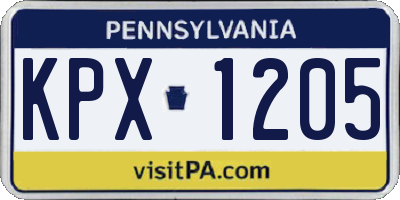 PA license plate KPX1205