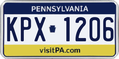 PA license plate KPX1206