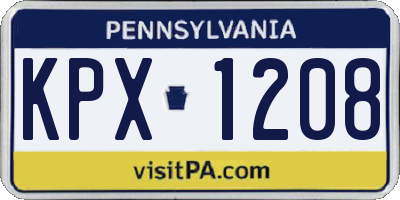 PA license plate KPX1208