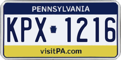 PA license plate KPX1216