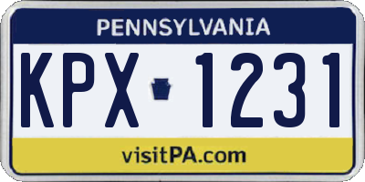 PA license plate KPX1231
