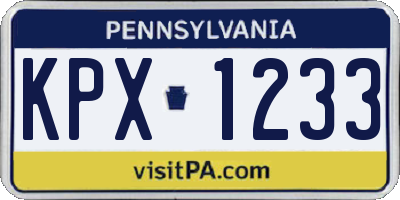 PA license plate KPX1233