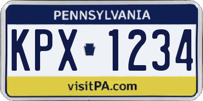 PA license plate KPX1234