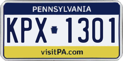 PA license plate KPX1301
