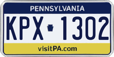 PA license plate KPX1302