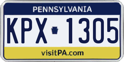 PA license plate KPX1305