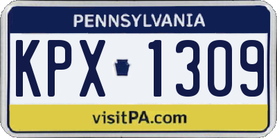 PA license plate KPX1309