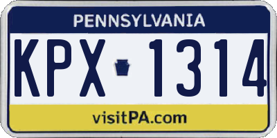 PA license plate KPX1314