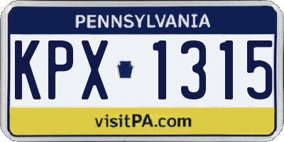 PA license plate KPX1315