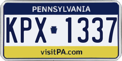PA license plate KPX1337