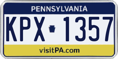 PA license plate KPX1357