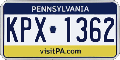 PA license plate KPX1362