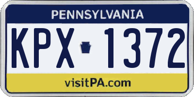 PA license plate KPX1372