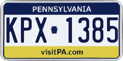 PA license plate KPX1385