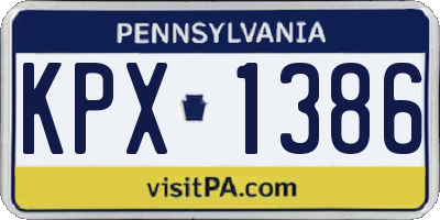 PA license plate KPX1386