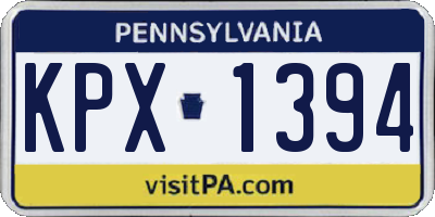 PA license plate KPX1394