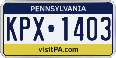 PA license plate KPX1403
