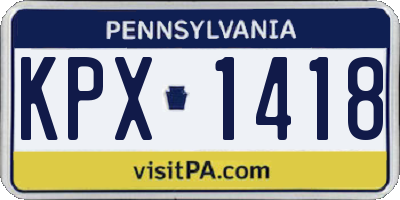 PA license plate KPX1418