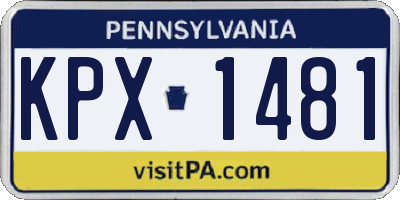 PA license plate KPX1481
