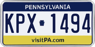 PA license plate KPX1494