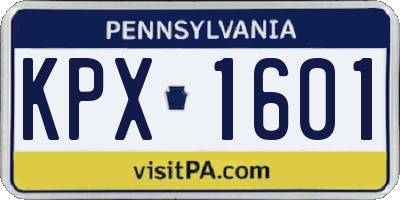 PA license plate KPX1601