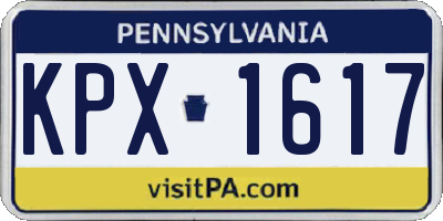 PA license plate KPX1617