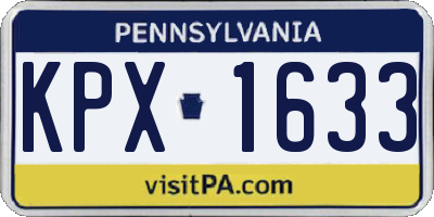 PA license plate KPX1633