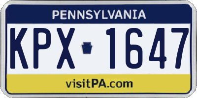 PA license plate KPX1647