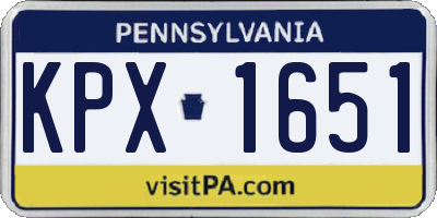 PA license plate KPX1651