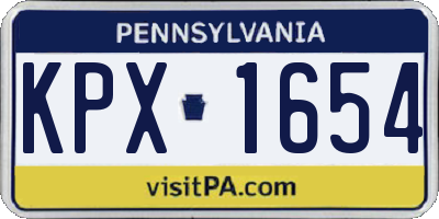 PA license plate KPX1654