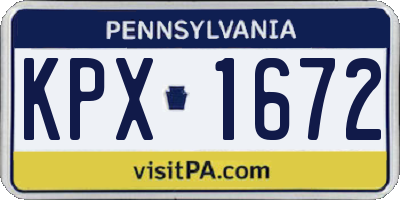 PA license plate KPX1672