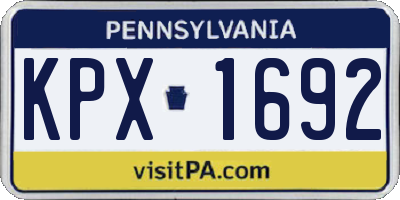 PA license plate KPX1692