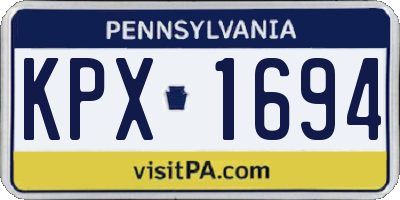 PA license plate KPX1694