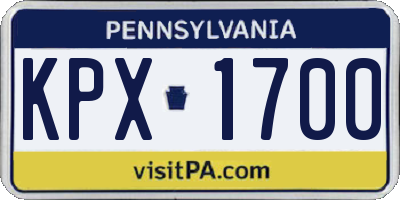 PA license plate KPX1700