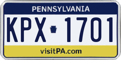 PA license plate KPX1701