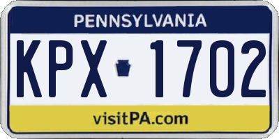 PA license plate KPX1702