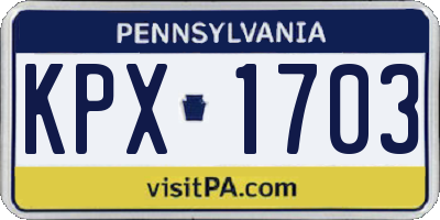 PA license plate KPX1703