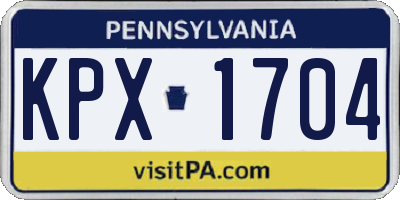 PA license plate KPX1704