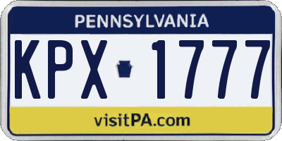 PA license plate KPX1777