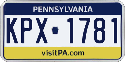 PA license plate KPX1781