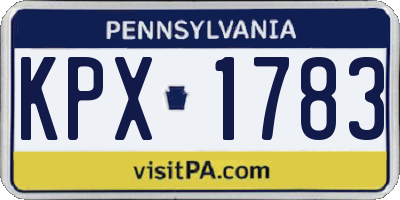 PA license plate KPX1783