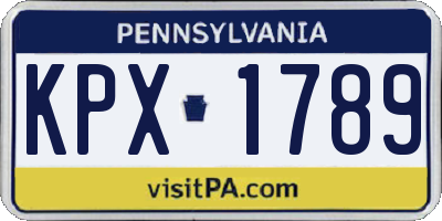 PA license plate KPX1789